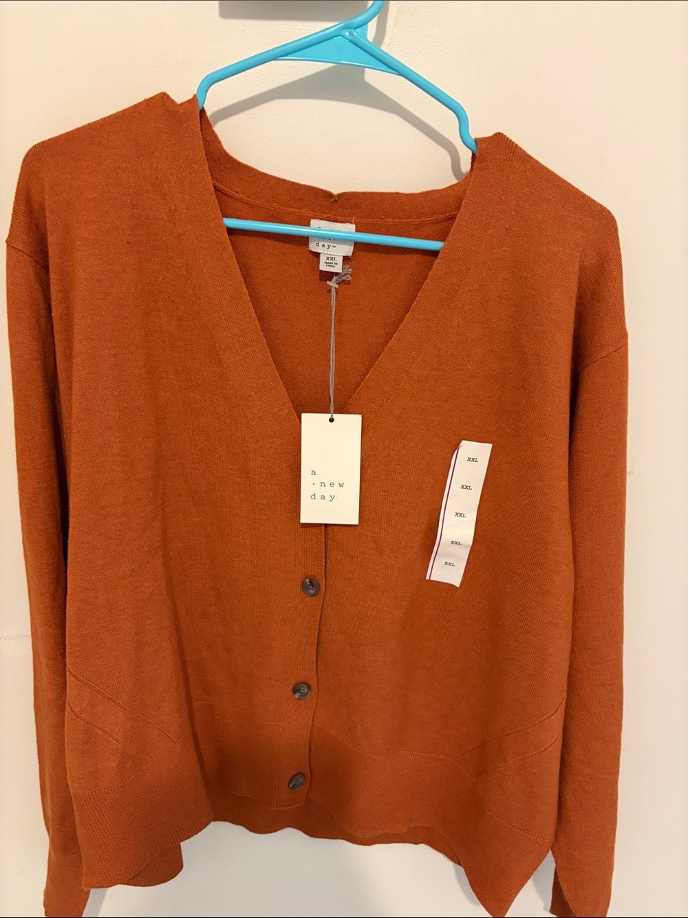 a new day Burnt Orange V-Neck Button Cardigan